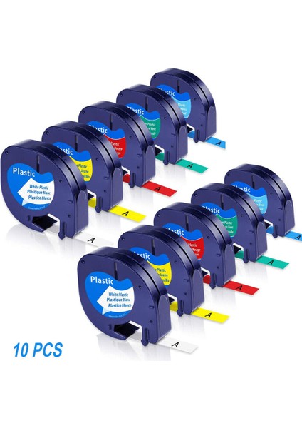 10'lu Paket Plastik Etiket Bantı Dymo LT-100H 110T QX50 Uyumlu (Yurt Dışından)