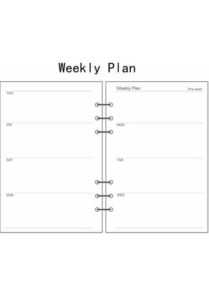 Haftalık Plan Stili A5 A5A6A7 Boyutlu Planlayıcı Günlük Içi Dolgu Defter Takvim Organizatör Plan #cp - (Yurt Dışından)