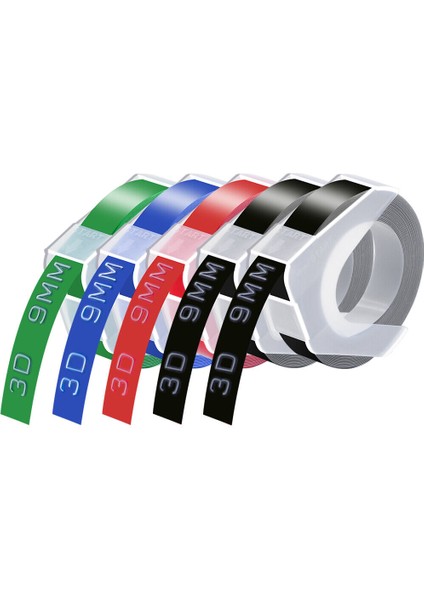 Dymo Etiket Makineleri Için 5pk Siyah Kırmızı Yeşil Mavi 3D Plastik Kabartma Bantlar (Yurt Dışından)