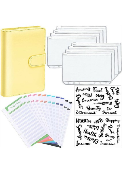 B Tipi-Sarı A6 Bütçe Organizatörü Planlayıcı Zarf Pu Deri Defter Bağlayıcı (Yurt Dışından)