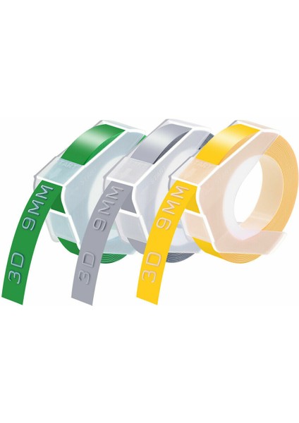 Yeşil Gümüş Sarı Dymo Organizer Xpress Pro Kabartma Etiket Makinesi Için 9mm 3D Kabartma Bantları (Yurt Dışından)