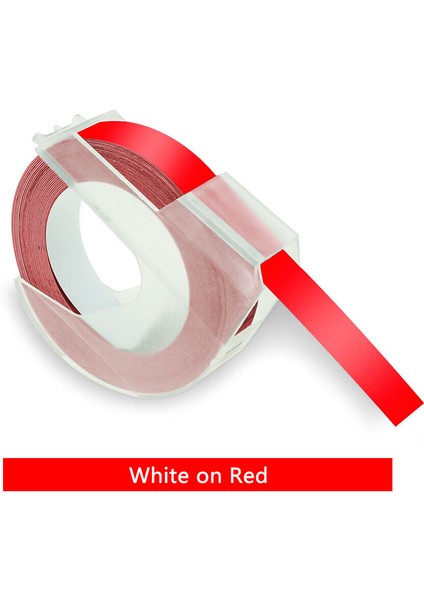 Kırmızı Üzerine Beyaz Dymo Motex Için 3D Etiket Makinesi Manuel Kabartma 9mm×3m Yedek Şerit 19 Renk (Yurt Dışından)