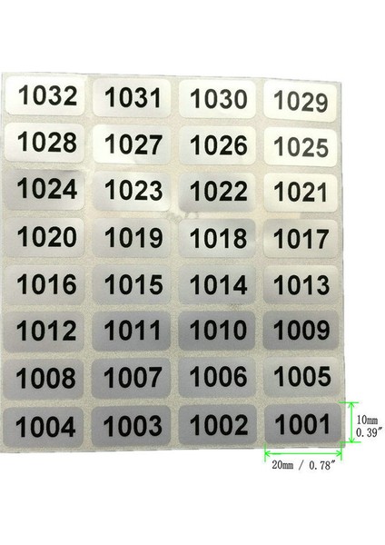 5001'DEN 6000'E Kadar Sayı Arka Arkaya Sıralı Numaralandırma Etiketi, Siyah Gümüş Etiketler (Yurt Dışından)
