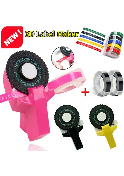 Siyah+2 Bant Ücretsiz 2 Bant ile El Işi 3D Kabartma Etiket Yapıcı Daktilo Yazıcı Dıy Makinesi (Yurt Dışından)