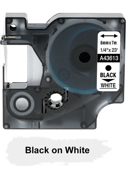 43613 Beyaz Üzerine Siyah Stil 6mm Dymo D1 Etiket Şeridi Label Manager Siyah Beyaz Uyumlu (Yurt Dışından)