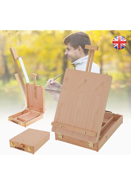 Taşınabilir Ahşap Çekmeceli Sanatçı Masa Üstü Sehpası Boya Kutusu Çizim Masası Easel Stand Uk (Yurt Dışından)
