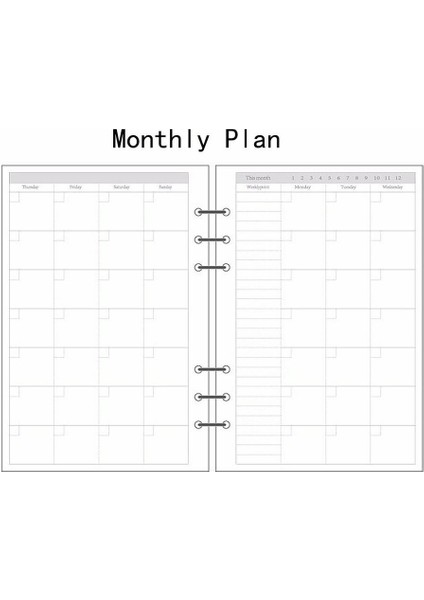 Aylık Plan Stili A6 A5A6A7 Kağıt Planlayıcı Günlük Takvim Ek Yenileme Defter Ajanda Notlar #s (Yurt Dışından)