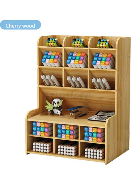 Kiraz Odunu El Yapımı Ahşap Kalem Kalemtıraş Saklama Tutucu Düzenleyici Ofis Çalışma Masası Düzenleyici Durum Rafı (Yurt Dışından)