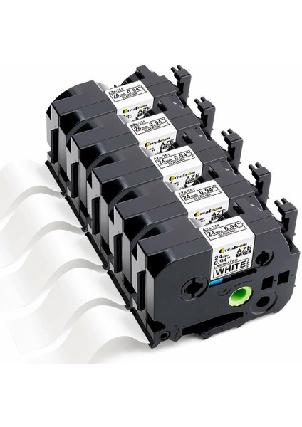 Brother TZ-251 Tze- P-Touch TZ251 Için 5 Adet Siyah Beyaz Etiket Bant. (Yurt Dışından)