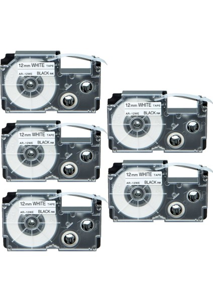 Casio Kl Için 5pk XR-12WE Siyah Beyaz Etiket Bandı (Yurt Dışından)