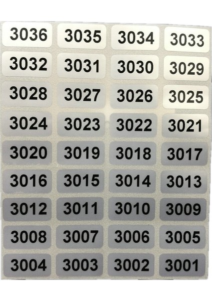 1001'DEN 2000'E Kadar Sayı Arka Arkaya Sıralı Numaralandırma Etiketi, Siyah Gümüş Etiketler (Yurt Dışından) fiyatları