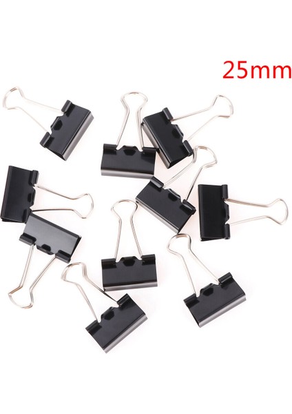 25 mm Siyah Metal Dosya Tutucu Notlar Mektup Kâğıdı Klipsi Bağlama Güvenliği (Yurt Dışından)