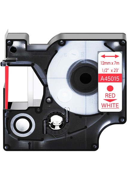 45015 12MM Beyaz Üzerine Kırmızı Dymo D1 Labelmanager mm Beyaz Etiket Bandı (Yurt Dışından)