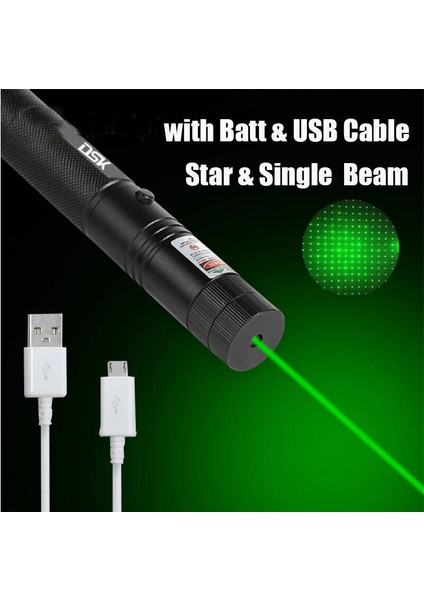 990 Mil Yeşil Lazer Işaretçi Kalemi Astronomi Yıldız Işını USB Şarj Edilebilir Lazer 1mw (Yurt Dışından)