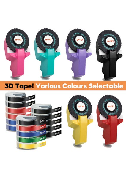 5x Kabartma Bant (Floresan... Dymo Manuel 3D Kabartma Etiket Makinesi Kabartma Bant Uyumlu Embosaj Etiket Makinesi (Yurt Dışından)