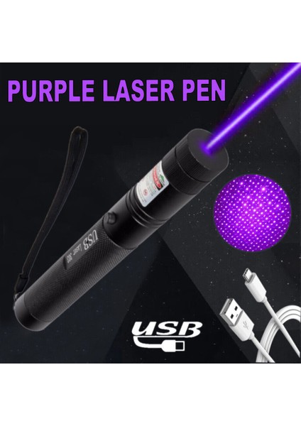 900 Mil Mor Lazer Işaretleyici Kalem USB Görünür Yıldız Işın Işığı Dahili Pil (Yurt Dışından) fiyatları