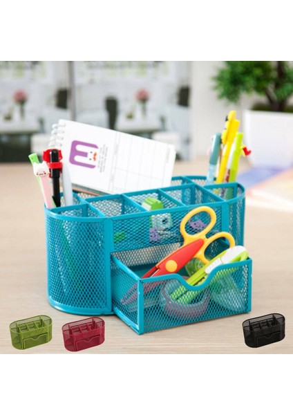 Gökyüzü Mavi Kalem Metal Ofis Tüy Kafesi Çöp Kutusu Masa Düzenleyici Seti Kırtasiye Tidy Mektup Tepsiler Tutucu (Yurt Dışından) modelleri