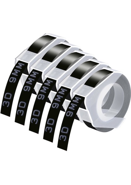 Dymo Etiket Arkadaşı Için Beyaz Üzerine Siyah 5'li Plastik 3D Kabartmalı Bant (Yurt Dışından)