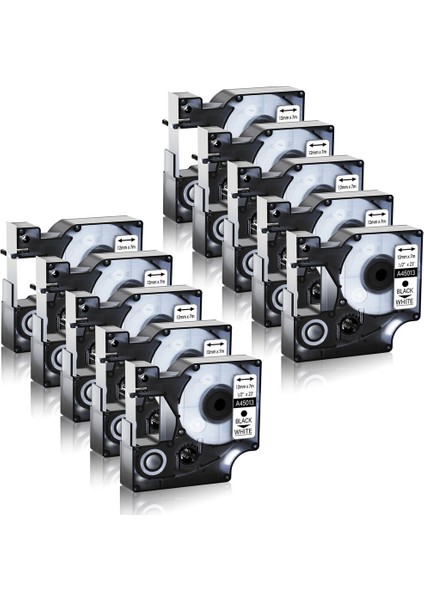 Dymo D1 Labelmanager Için 10PK Siyah Beyaz Etiket Şeridi (Yurt Dışından)