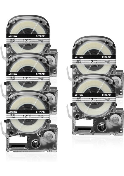 Epson ST12KW Uyumlu 5pk Siyah Baskı Şeffaf Etiket Şeridi (Yurt Dışından)