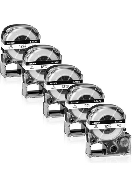 5pk Siyah Beyaz Etiket Uyumlu King Jim SS12KW AS12KW Epson Bant (Yurt Dışından)