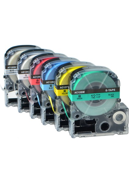 Sarı Üzerine 12MM Siyah Uyumlu Epson Kingjim K-Sun Labelworks Bant Etiket Beyaz Şeffaf Sarı Kırmızı Mavi (Yurt Dışından) fırsatları