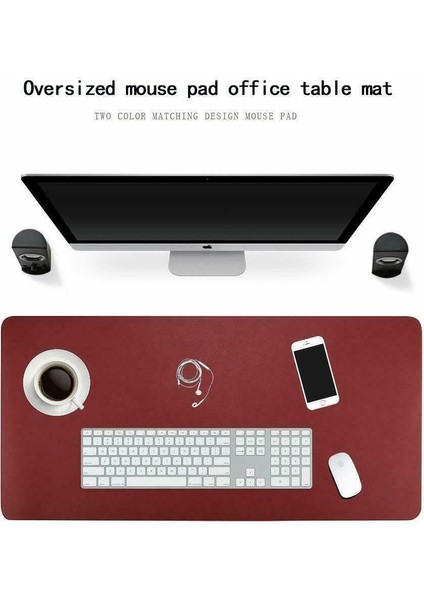 80*40CM Tarzı Siyah + Kırmızı Ofis Masaüstü Matı Su Geçirmez Pvc Deri Fare Matı Masa Yazı Matı Ofisevi (Yurt Dışından)