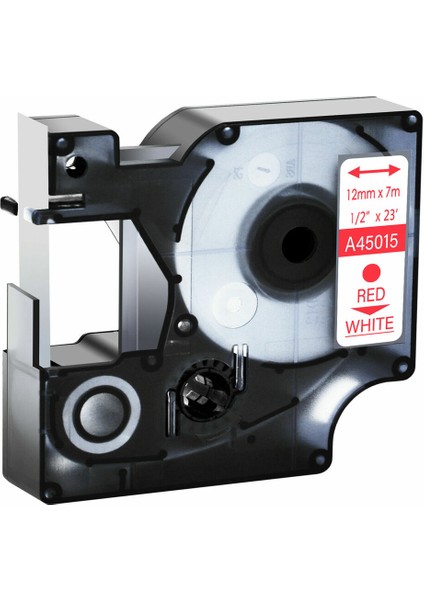 45015 12MM Beyaz Üzerine Kırmızı Dymo D1 Labelmanager Uyumlu Etiket Bant Kartuşları (Yurt Dışından)