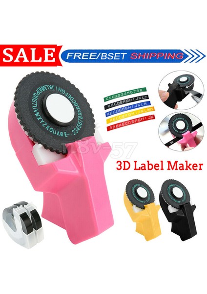 Pembe- 2 Bantlı Etiketleme Makinesi El Yapımı 3D Etiket Makinası Daktilo Yazıcı Kabartma Dıy Makinesi Rulo Ücretsiz 2 Bant Ile (Yurt Dışından)