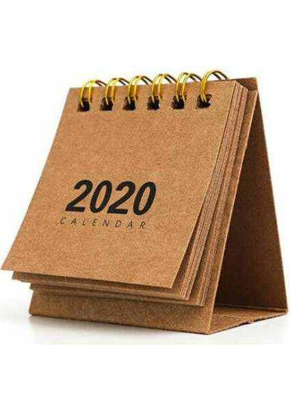 Kahverengi 2020 Masaüstü Kağıt Takvim Mini Masa Takvimleri Masa Üstü Spiral Takvim Dıy Memo Pad (Yurt Dışından)