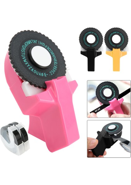 Pembe Ücretsiz 2 Bantlı El Yapımı 3D Kabartmalı Etiket Makinesi Daktilo Yazıcısı Dıy Makine (Yurt Dışından)