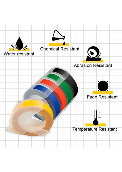 5x Kabartma Bant (Siyah) Dymo Manuel 3D Kabartma Etiket Makinesi Kabartma Bant Uyumlu Embosaj Etiket Makinesi (Yurt Dışından)