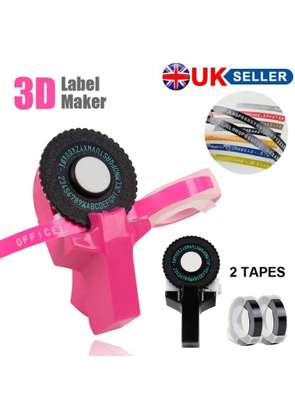 Pembe El Yapımı 3D Kabartmalı Etiket Makinesi Yazıcı Dıy Makinesi ile 2 Bantlı (Yurt Dışından)