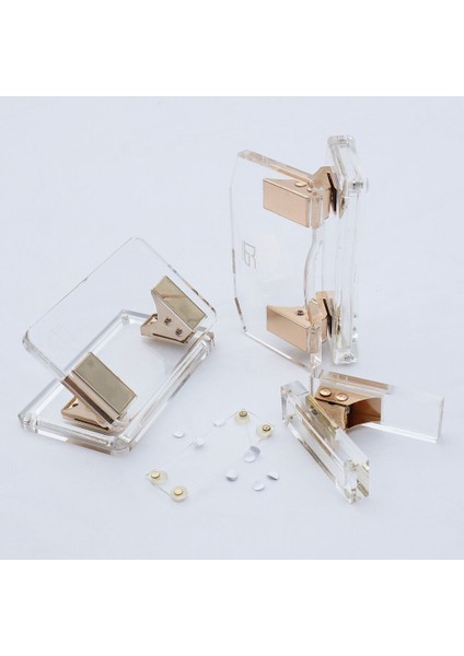 Kare 2 Delik Akrilik Altın Şeffaf Kağıt Delme Makinesi - Masaüstü Kırtasiye Aksesuarları Serisi (Yurt Dışından) fiyatları