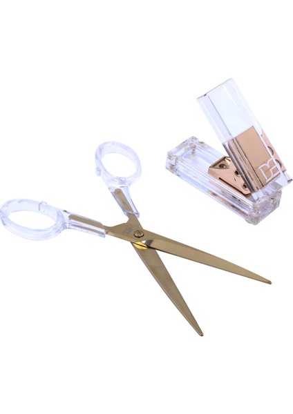 Kare 2 Delik Akrilik Altın Şeffaf Kağıt Delme Makinesi - Masaüstü Kırtasiye Aksesuarları Serisi (Yurt Dışından) modelleri