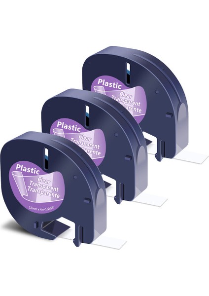 Dymo Letratag Plus L Plastik Dolumlar Siyah Üzeri Şeffaf Bant Etiket - 3 Adet (Yurt Dışından)