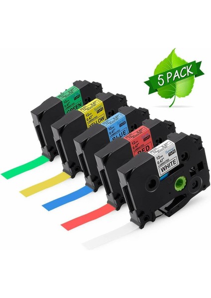 Brother P-Touch Etiket Makinesi Için Uyumlu 5 Adet Tze Bant 12 mm (Yurt Dışından)
