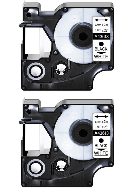 Dymo D1 Etiket Yöneticisi Için 6mm*7m 2pk Siyah Beyaz Etiket Şeridi (Yurt Dışından)