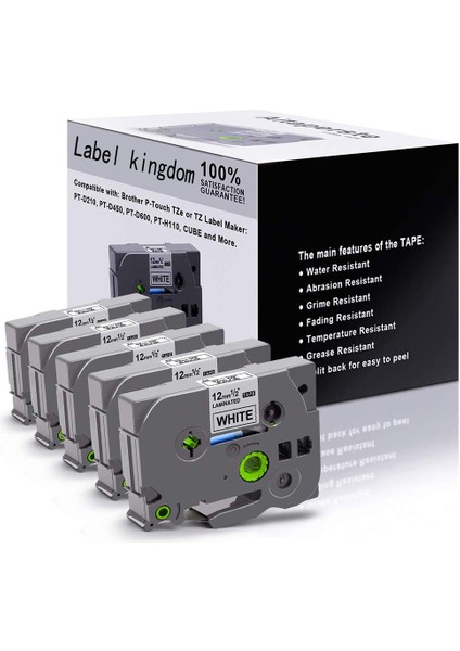 5pk Tz TZE-231 P-TOUCH-D210 Uyumlu Brother Etiket Bandı Siyah Beyaz (Yurt Dışından)