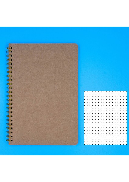 Noktalı Defter A5 - Spiral Nokta Izgara Kağıt Defter - Bej Kapak 5.5x8.5 (Yurt Dışından)