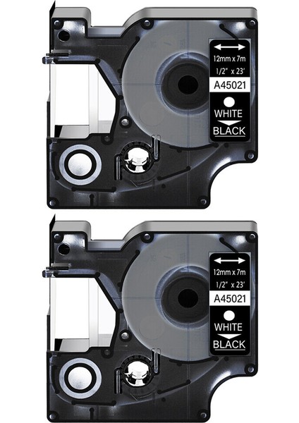 Dymo D1 Etiketleme Makinesi Için 2pk Siyah Üzeri Beyaz Etiket Şeridi 7 Metre (Yurt Dışından)