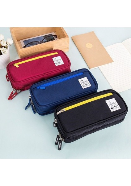 Mavi Öğrenci Kalem Kılıfı Fermuarlı Kozmetik Tuval Büyük Kapasiteli Okul Erkek Kız Çantası (Yurt Dışından) modelleri