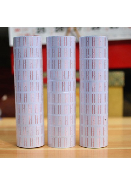 1 Rulo Etiket Kağıdı Etiket Sticker Etiketleyici Tabanca Beyaz Kırmızı Çizgi Yeni (Yurt Dışından)