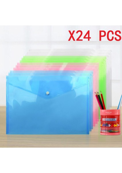 Karıştırma 24 Adet A4 Plastik Çıtçıtlı Dosya Cüzdanları Kağıt Depolama Için Dosyalar - 4 Adet (Yurt Dışından)