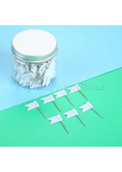 Beyaz Bayrak Şekilli Çivi Başparmak Pano Fotoğraf Harita Pulu (Yurt Dışından)