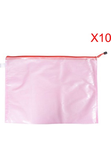 Pembe Tarzı 10 Parça x A3 Fermuarlı File Torbaları Saklama Kağıt Belge Klasörü Plastik Cüzdan Cep (Yurt Dışından)