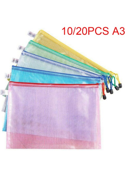 Pembe Tarzı 10 Parça x A3 Fermuarlı File Torbaları Saklama Kağıt Belge Klasörü Plastik Cüzdan Cep (Yurt Dışından) fiyatları