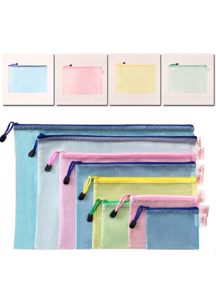 A5 Stili Beyaz A3 A4 A5 A6 Pvc Mesh Fermuarlı Dosya Çantası Depolama Belge Klasörü Koruyucu Cep Kılıfı (Yurt Dışından)