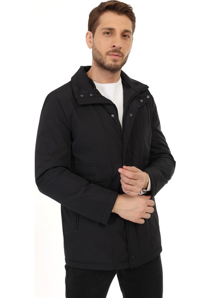 Regular Içi Kapitoneli Siyah ( Çıkarılabilir Kürklü Yaka ) Kaban fırsatları