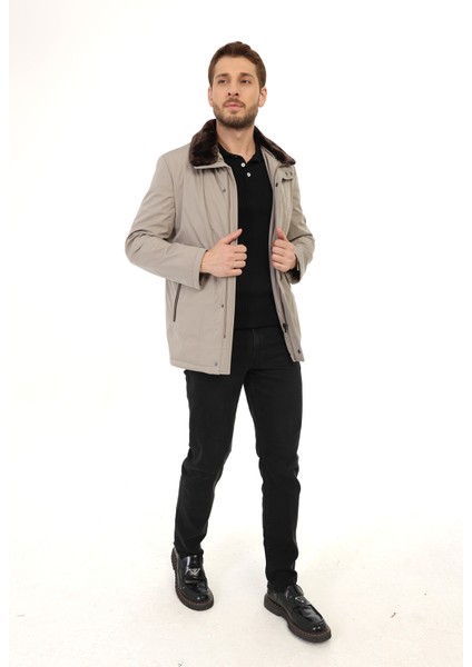 Regular Içi Kapitoneli Bej ( Çıkarılabilir Kürklü Yaka ) Kaban fiyatları